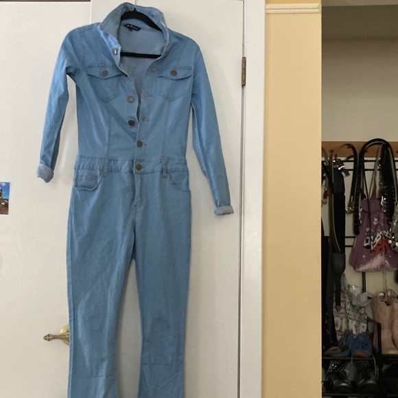 V.I.P. Jeans Pants - Light Blue Denim Jumpsuit